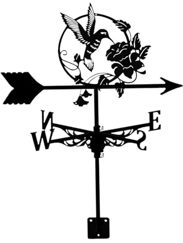 Veleta meteorológica Veleta de Hierro en Forma de colibrí de Viento Decorativa Indicador de dirección del Viento de 12 x 20 Pulgadas para Granja de jardín en el Techo..