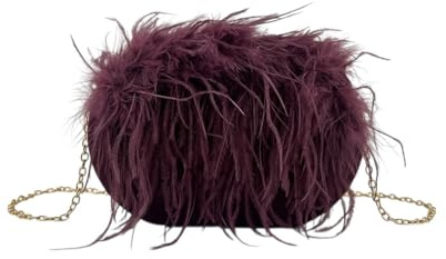 MODELISA - Bolso Clutch Cadena Hombro Cartera De Mano Boda Noche Fiesta Evento Mujer (Ciruela)