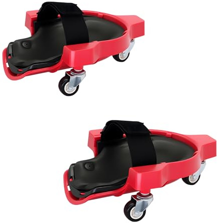 Relaxdays genouillères à roulettes, Protections articulations, Jusqu’à 50 kg, 22 x 29,5 cm, Rouge