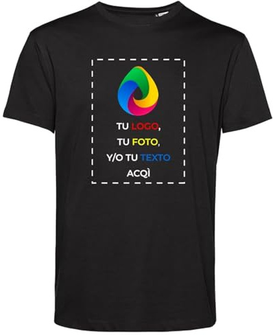 Teetaly Maglietta Personalizzata con Foto o Scritta - T-Shirt Uomo in Cotone Organico, Idea Regalo (Nero, L)