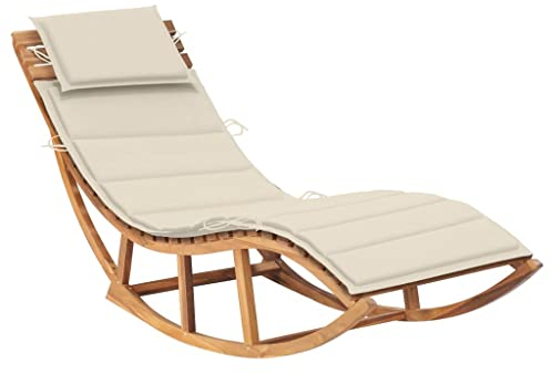 vidaXL Lettino Prendisole a Dondolo con Cuscino in Massello di Teak