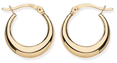 9ct Gold on Silver Hoop Earrings - Plain Creole