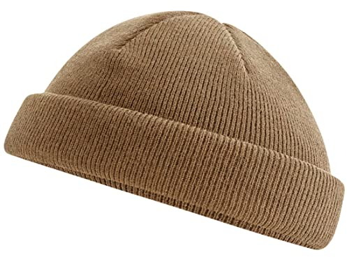 Roughtex Fisherman Beanie kurz – Fischermütze für Herren & Damen aus recyceltem Polyester, Gerippter Feinstrick, Einheitsgröße Biscuit