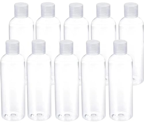 Palm Safe Plastic 50ml Travel Bottles with Flip Cap - 10 Pack, PET002, Clear