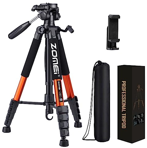 Tripod Camera Tripods, 74 Heavy Duty Tall Camera Stand Tripod with Phone Holder, Compatible with DSLR Cameras,Cell Phones,Projector,Webcam,Spotting Scopes(Orange)