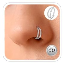 ESHIONER Näsring G23 titan allergivänlig septum trumpetsnäcka piercing smycken helix brosk tragus guld silver svart tunn liten näsring CZ klämma på öronen läppringar 18 g 16 mm/10 mm/12 mm 1 styck
