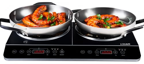 Doppel Induktionskochplatte 3500 Watt Induktionskochfeld 2 Platten Herdplatte Induktionsherd Elektrisches Induktionskochfeld Überhitzungsschutz Kindersicherung Touch Bedienfeld Timer