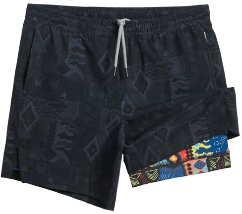 maamgic Gym Shorts for Men 7 inch Inseam with Liner Stretch 2 in 1 Workout Shorts Men Quick Dry Athletic Running Shorts Totem Black Medium