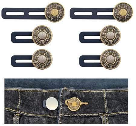 FTONOM5 6pcs Button Extenders for Jeans Strong Pants Button Extender Waist Expanders for Women Men Trousers, No Sewing Instant Waistband Extension 1-1.8 Inch