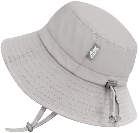 JAN & JUL Boys and Girls' Cotton Bucket Hat, Adjustable Sun-Hat with UV Protection for Kids (XL: 5-12 Years, Ash Grey)