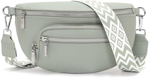 Sasrymnl sac banane femme Vert clair sac bandoulière femme cuir vegan sacoche banane bandouliere tendance Bandoulière amovible et réglable