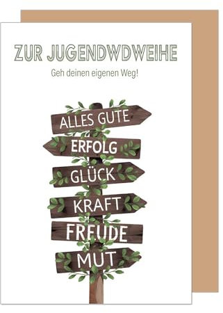 Edition Seidel Premium Glückwunschkarte zur Jugendweihe mit Umschlag. Jugendweihekarte Karte mit Spruch Grußkarte Junge Mädchen Wegweiser Erfolg Glück Mut (JW142 SW025)
