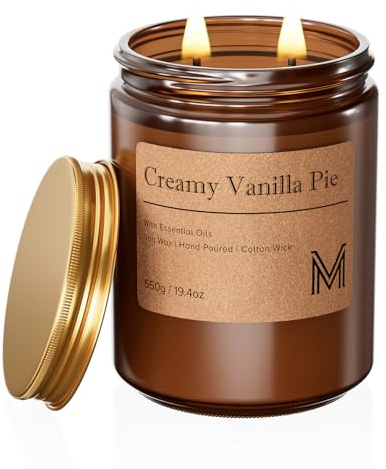 M&SENSE Candela Profumata Grandi 550g Eucalipto Menta, 110H Dura, Naturali Non Tossico Aromaterapia, Vintage Candele Bomboniere, Autunnali Regalo per Donna/Compleanni/Natale