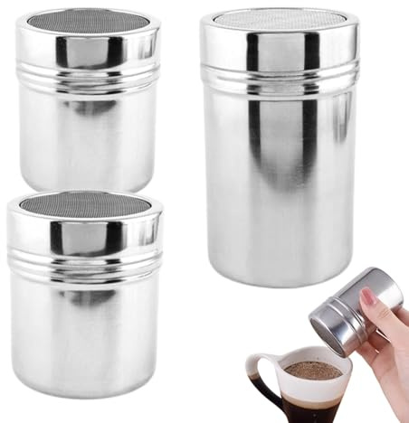 Espolvoreador de Azúcar Glasé | Cribador de Azúcar Impalpable para Repostería | Recipiente De Acero Inoxidable Utensilio De Cocina Para Pasteles, Pan, Café Y Más