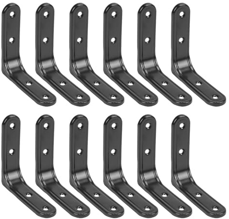 COEWUR 12 PCS Black Shelf Bracket - L Brackets for Shelves - 80mm Small Shelf Bracket Heavy Duty - Corner Brackets Wall Mounted