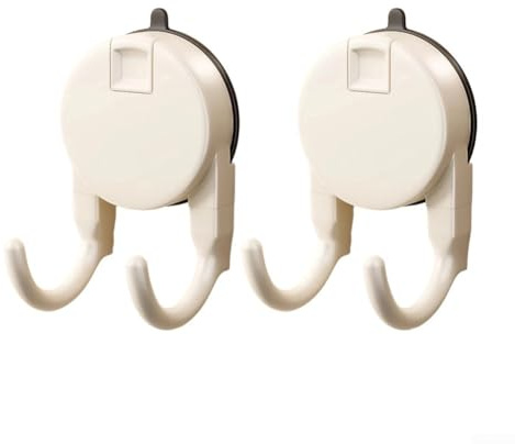 Gancho doble con ventosa, adhesivo fuerte, colgador de cocina multifuncional para colgar en la pared, soporte para papel de seda (blanco)