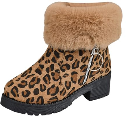 Bottines Femme Hiver Protection Neige Thermique Bottines Neige avec Doublure Fourrure Extérieur, Chaussures Chaudes pour Hiver et Promenades