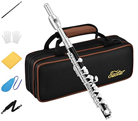 Eastar Piccolo Instrument for Beginners Students, Key of C Flute, Resin, Hard Case, Cleaning Kit, Gloves, 2-Piece, Black, EPC-3S