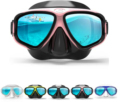 COPOZZ Youth Scuba Mask, Low Volume No Fogging Snorkeling Scuba Dive Glasses, Seal Free Diving Tempered Glass Mask Goggles, Swimming Scuba Dive Snorkeling Swim Mask Diving Goggles for Men Women