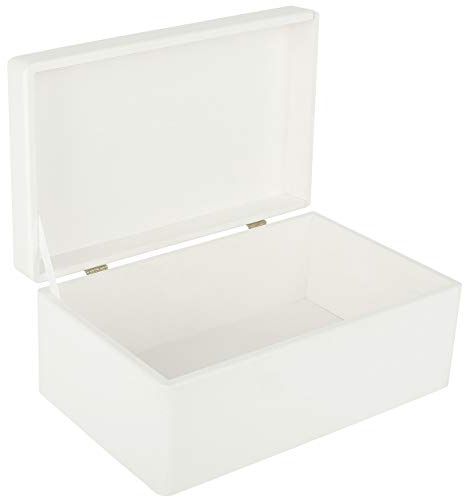 Creative Deco Große Weiße Holzkiste mit Deckel | 30 x 20 x 14 cm (+/- 1 cm) | Weihnachten Kiste | Weiss Holzbox Erinnerungsbox Baby Aufbewahrungsbox Spielzeugkiste Kasten | Ideal für Hochzeit