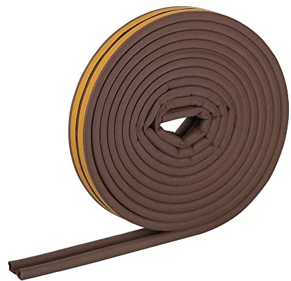 HELPMATE – Dichtungsband selbstklebend für Fenster & Türen – Fensterdichtung/Türdichtung zum Isolieren von Spalten mit 2,5 bis 5 mm Breite – Dichtband 9 x 5,5 mm (P-Profil | 12 Meter | Braun)