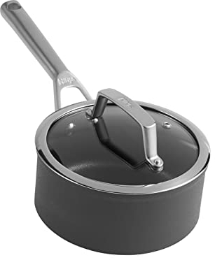 Ninja ZEROSTICK Premium Cookware 16cm Saucepan with Glass Lid, Long Lasting, Non-Stick, Hard Anodised Aluminium, Induction Compatible, Dishwasher Safe and Oven Safe to 260°C, Grey C30216UK