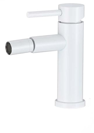 VALAZ Rubinetto bide monocomando rotondo bianco con beccuccio curvo miscelatore acqua fredda e calda in ottone Serie Jabalon