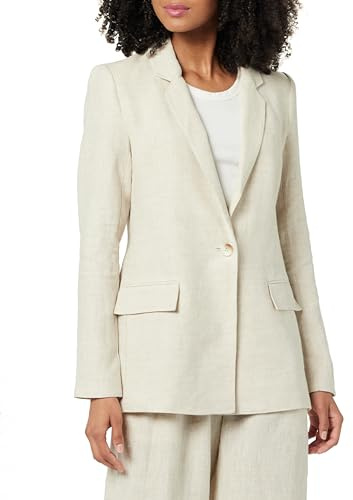 The Drop Women's Blake Long Blazer, Natural Linen, 2X, Plus Size