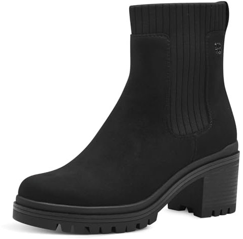 s.Oliver Damen Chelsea Boots mit Blockabsatz Vegan, Schwarz (Black), 40 EU