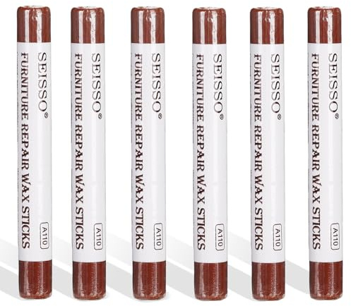 SEISSO 6 Pezzi Pennarello per Legno, Pennarello Ritocco Legno per Coprire Graffi e Fori nei Mobili,Riparazione Legno Cera Stick 12cm (Tinta Marrone Nocciola)