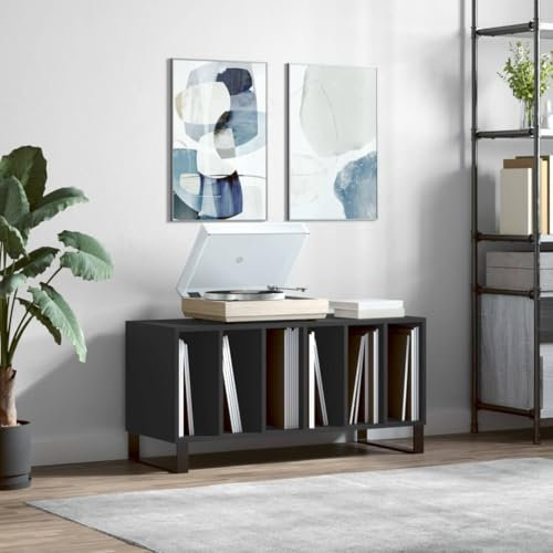 ShGaxin Skivskåp Svart Plywood, 100 x 38 x 48 cm, CD-hylla, Skivskåp, Skivskåp, Vinylskåp, Skivskåp - 831757