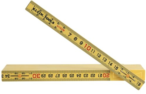 Klein Tools 91162M Folding Ruler, 6-Foot, Fiberglass, Metric Graduation, Outside Reading, for Woodworking, Metalworking, and DIY Projects