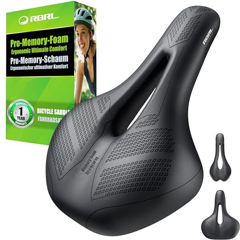 RBRL Fahrradsattel – Bequemer, Breiter Pro-Memory-Foam Sattel mit Doppelte Stoßdämpfung, Wasserdichter Fahrradsattel, Fahrradsitz für MTB, BMX & Rennrad, Komfortabel & Ergonomisch