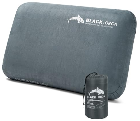 BLACK ORCA Camping Pillow, Memory Foam Travel Pillows with Portable Bag, Travel Pillows for Sleeping Hiking Pillow for Car Camping, Airplane, Backpacking
