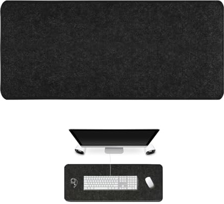 Skrivbordsunderlägg i filt, 40 x 90 cm – filt musmatta, filtunderlägg skrivbord, med halkfri, lämplig för kontor och hemmakontor (ljusgrå)
