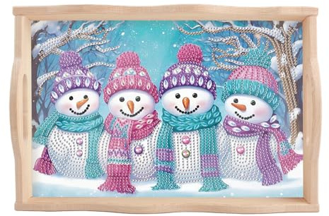 DCIDBEI Diamond Painting Piatto Di Frutta 30x20 cm Vassoio Portabicchieri Da Tavolo Vassoi Per La Conservazione Degli Alimenti Vassoio Da Portata Di Noci Ciotole Per L'impasto Pupazzo di neve Natale