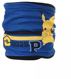 Pokémon Pikachu Children's Tube Scarf Boys Warm Fleece Loop Scarf Cuddly Winter Scarf with Pikachu Motif Soft Neck Warmer for School and Leisure, blue, One Size