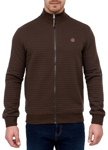 Indicode Herren Bermie Sweatjacke mit Stehkragen | Cardigan Herrenjacke Sweater Männer Dk Brown, L