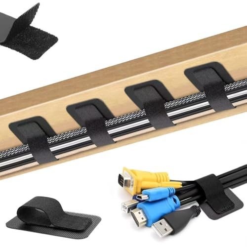 Gestione dei cavi, scrivania, organizer per cavi, fascetta lunga, porta accessori da scrivania, supporto per cavi Under Desk (25, nero)