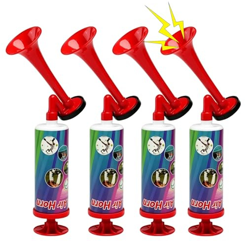 4 pièces Trompette Supporter 120 dB, Corne de Brume Pour Coupe du Monde 2026, Portable pour Événements Sportifs, Fêtes Anniversaire Urgences (Rouge)