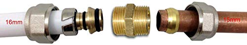 Reduzierstück/Adapter, Klemmring, 16-mm-Verbundrohr auf 15-mm-Kupferrohr