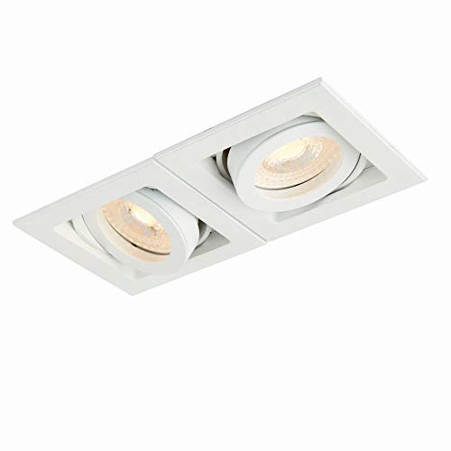 Xeno Matt White Twin Adjustable Tilt GU10 LED Mains Voltage Recessed Indoor Boxed Downlight
