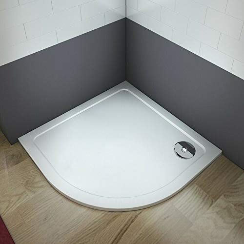 Quadrant 760 x 760mm Slimline Walk in Wet Romm Stone Resin Shower Tray for Shower Enclosure Cubicle with Waste Trap