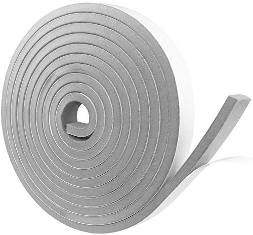 Tätningstejp, självhäftande, skumtätningstejp, grå, 20 mm (B) x 10 mm (D), skumgummi självhäftande för dörrfönster, dörrtätning, väderbeständig, anti-kollision, ljudisolering, total längd 5 m
