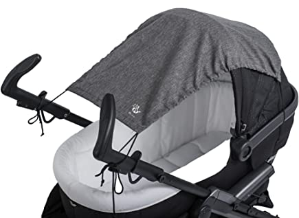 Altabebe (AL7011-33) Universal Sonnensegel mit UV Schutz 50+ für Kinderwagen Babywanne - reißfester Baby Sonnenschutz zum aufrollen - Farbe: melange hellgrau