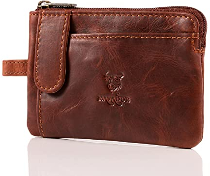 MATADOR Schlüssel Organizer Leder #CUSCO mit edler Geschenkbox, Schlüsselmäppchen, Autoschlüssel Tasche, RFID Brieftasche für Karten, Luxus Schlüsseltasche mit mehreren Fächern, Braun Vintage