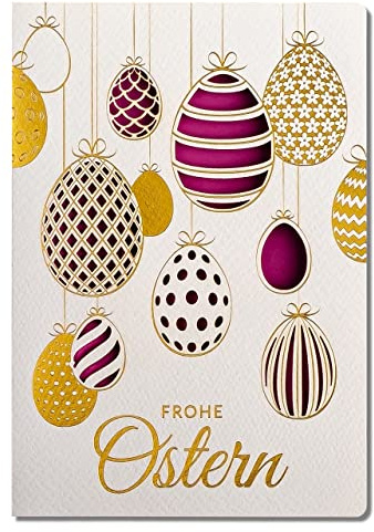 ART NUVO – EXKLUSIVE OSTERKARTEN – LASERGESCHNITTENE UND VERGOLDETE OSTERMOTIVE, BUNTE EINLAGEN UND WEISSE UMSCHLÄGE IN EINEM SET VON 10 STÜCK 120X170mm