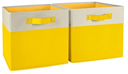 RiverRidge Kids storage bins - 10.5 Cube Storage Organizer with Handles – Yellow Two-Tone closet organizers and storage for Toys, Shoes & More - Fits RiverRidge Cabinets