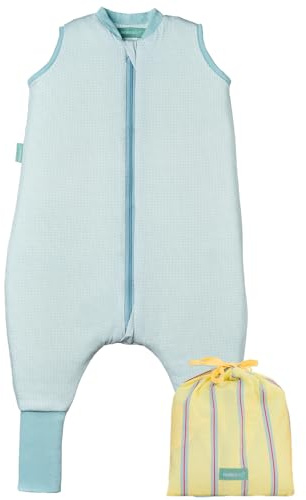molis&co - Baby sovsäck med halkfria strumpor TOG 1 - Småbarn sovsäckar med ben 1 Tog - mjuk och mysig baby bärbar filt för spädbarn och småbarn - 100 % bomull (OEKO-TEX) (Lagoon, 1 år)