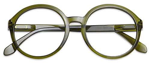 HAVE A LOOK - Lesebrille + 3.0 - Grün - Groß rund - Leicht - Lesebrille Damen - Lesebrille Herren - Flexibügel - Qualitativ Hochwertig - Gute Passform - Biobasiert - Dänisches Design - Nachhaltig